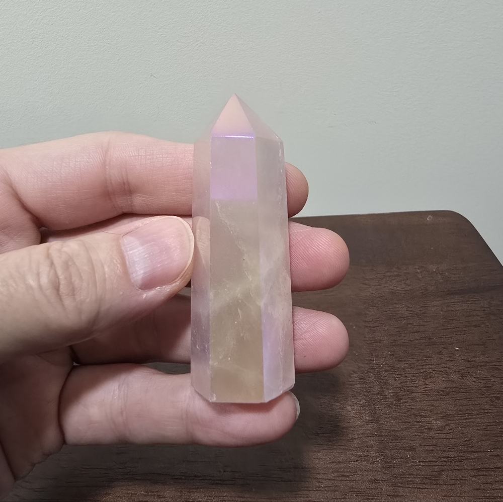 Aura Rose Quartz Crystal Tower